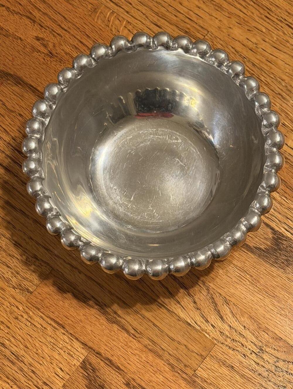 Biltmore For Your Home Silver Aluminum Beaded Rim 7.25" Serving Decorative Bowl